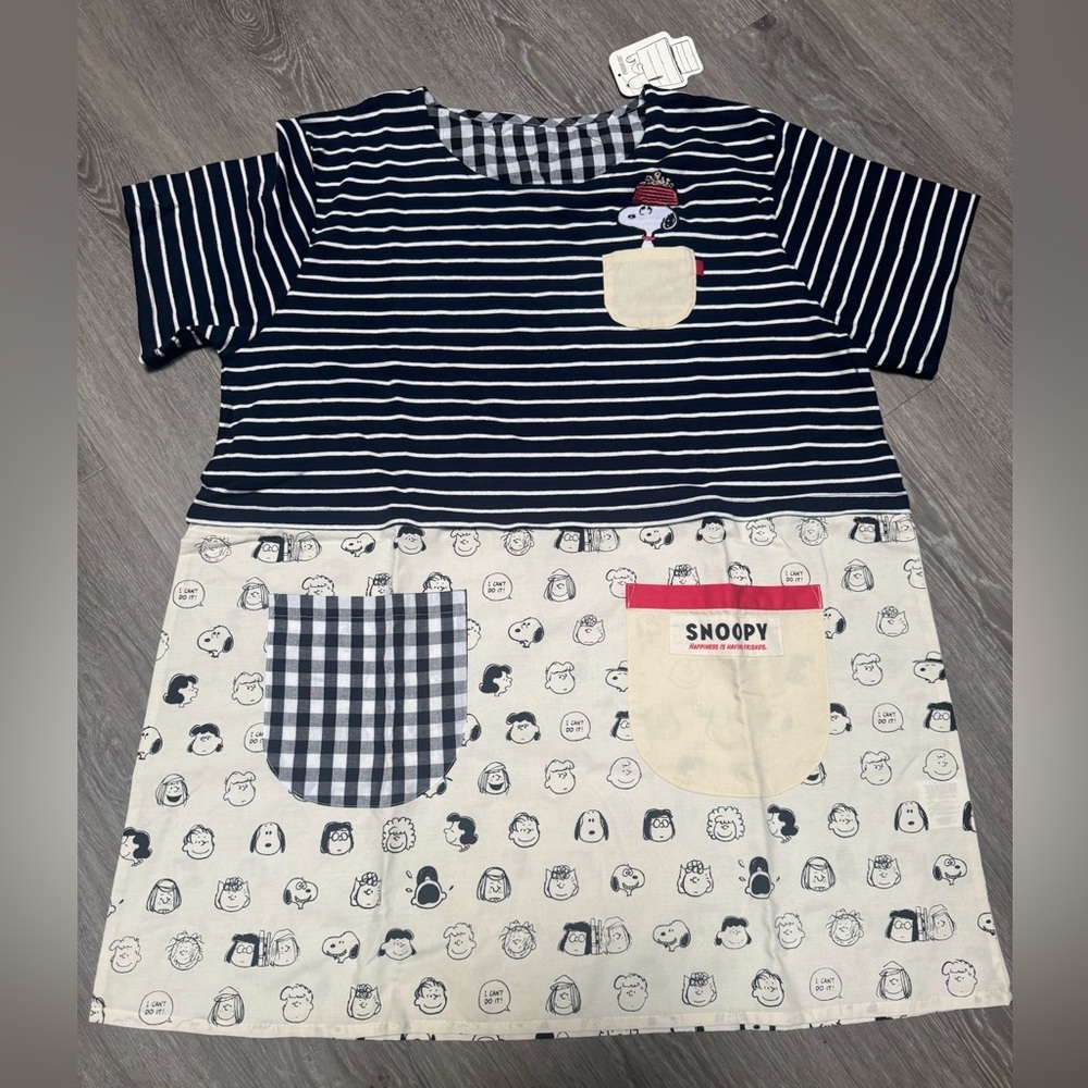 Snoopy Peanuts Striped and Patterned T-Shirt Dress